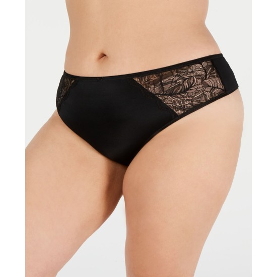  Women’s Plus Size Lace Trim Hipster Panty Underwear, Deep Black, 2X