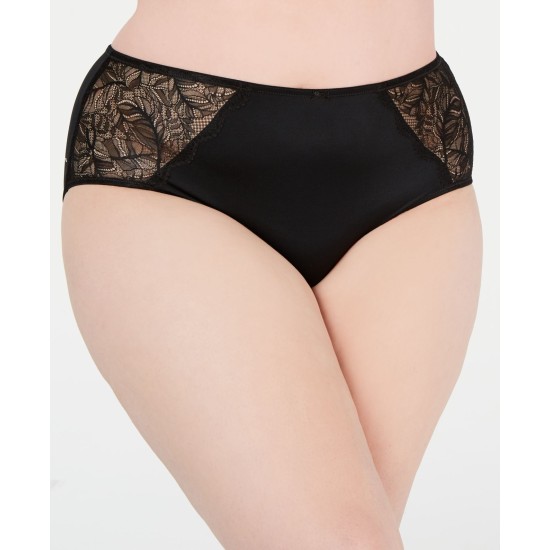  Women’s Plus Size Lace Trim Hipster Panty Underwear, Deep Black, 2X