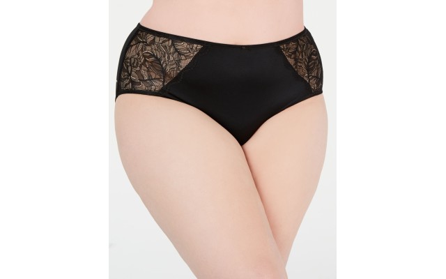  Women’s Plus Size Lace Trim Hipster Panty Underwear, Deep Black, 2X