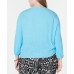  Women's Plus Size Lace-up Tie-front Top, Blue, 2X