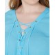  Women's Plus Size Lace-up Tie-front Top, Blue, 3X