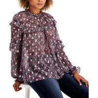 Inc International Concepts Women’s Printed Mock-neck Top Margaret Floral (Multi Color, Small)