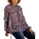  Women’s Printed Mock-neck Top Margaret Floral (Multi Color, Small)