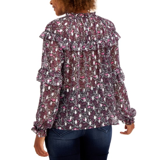  Women’s Printed Mock-neck Top Margaret Floral (Multi Color, Small)