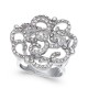  Womens Silver-Tone Pave Rose Rings, Silver Tone, 8