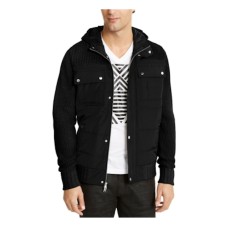 INC Mens Jacket Full-Zipped Ribbed-Knit Hooded