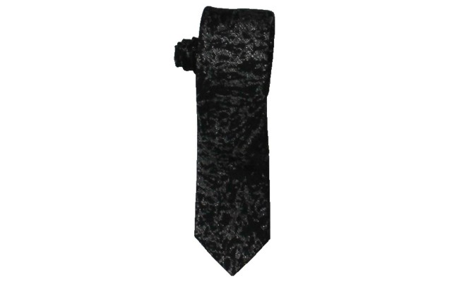 INC Mens Lacey Black Metallic Business Professional Neck Tie (Black)