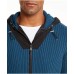 INC Mens Sweater Black Contrast Full Zip Ribbed Knit Hooded, Dark Blue, 2X-Large