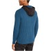 INC Mens Sweater Black Contrast Full Zip Ribbed Knit Hooded, Dark Blue, X-Small