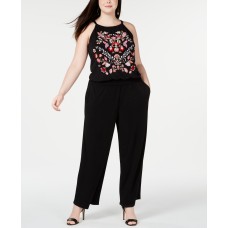 INC Plus Size Embroidered Jumpsuit 1X – Black