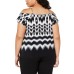 Inc Plus Size Ikat-Print Short-Sleeve Top (0X – White)
