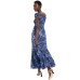 INC Printed Off-The-Shoulder Maxi Dress (Navy, X-Large)