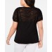 INC Womens Black Short Sleeve Jewel Neck T-Shirt Top Plus Size, Black, 0X