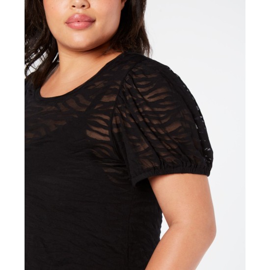 INC Womens Black Short Sleeve Jewel Neck T-Shirt Top Plus Size, Black, 1X