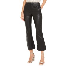 INC Women’s Faux Leather Culotte Bootcut Pants (Black, 12)