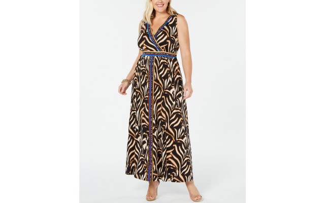 INC Women’s Plus Animal Print Daytime Maxi Dress Gold Size 3X