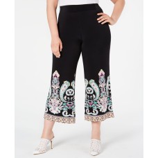 INC Womens Plus Knit Printed Wide Leg Pants