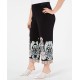 INC Womens Plus Knit Printed Wide Leg Pants, Black, 0X