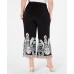 INC Womens Plus Knit Printed Wide Leg Pants, Black, 0X