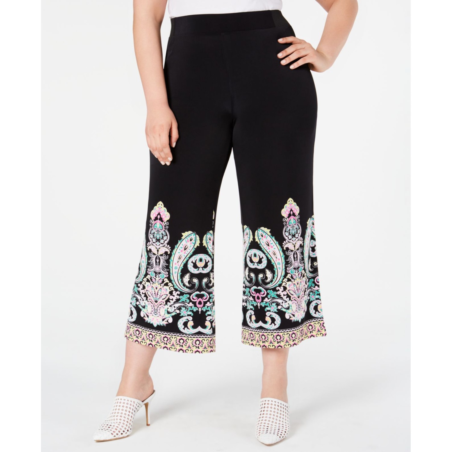 INC Womens Plus Knit Printed Wide Leg 