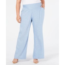 INC Womens Plus Mid Rise Linen Wide Leg Pants