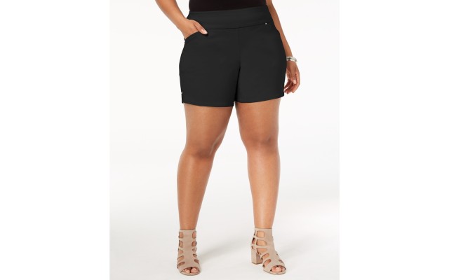 INC Womens Plus Pull On Mid-Rise Casual Shorts, Black, 26W