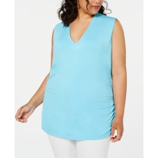 INC Womens Plus Ruched V-Neck Tank Top