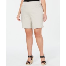 Inc Women’s Plus Stretch Mid-Rise Bermuda Casual Shorts (Beige , Size:22W)