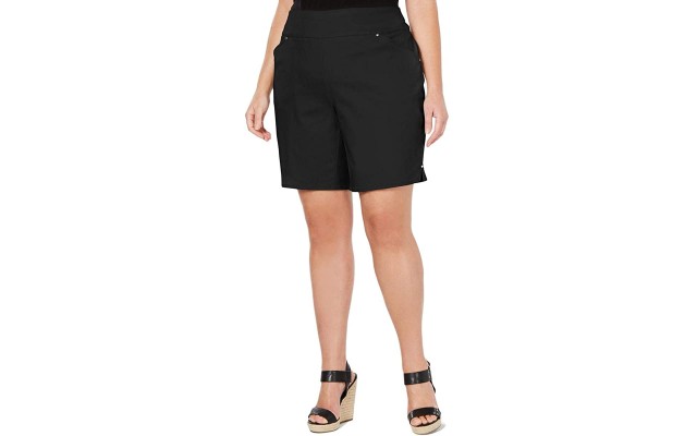 INC Womens Plus Stretch Mid-Rise Casual Shorts, Black, 22W