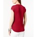 Inc Womens Pocketed Cap Sleeve V Neck Casual Top (Red, Small)