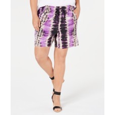 Inc Womens Purple Pull On Mid Rise Tie-dye Casual Shorts