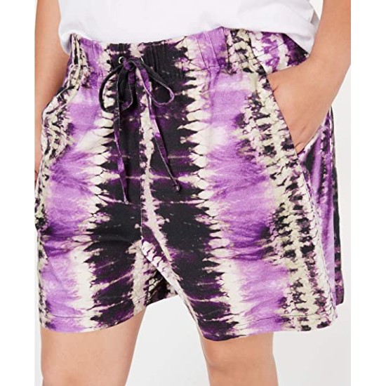Inc Womens Purple Pull On Mid Rise Tie-dye Casual Shorts, Purple, 1X
