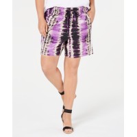 Inc Womens Purple Pull On Mid Rise Tie-dye Casual Shorts, Purple, 2X