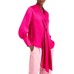 INC Womens Satin Tie Front Blouse, Red, Medium