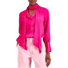 INC Womens Satin Tie Front Blouse