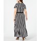 Inc Womens Striped Surplice Long Maxi Dress Black/White, Black, 2X