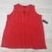 INC Womens Top Red Lace Up Tank Linen Blend Sleeveless V Neck Plus Size, Dark Red, 0X