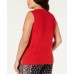 INC Womens Top Red Lace Up Tank Linen Blend Sleeveless V Neck Plus Size, Dark Red, 0X