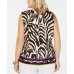 Inc Womens Top Shirt Plus  Animal Print Faux Wrap Career Sleeveless(Gold , Size :3X)