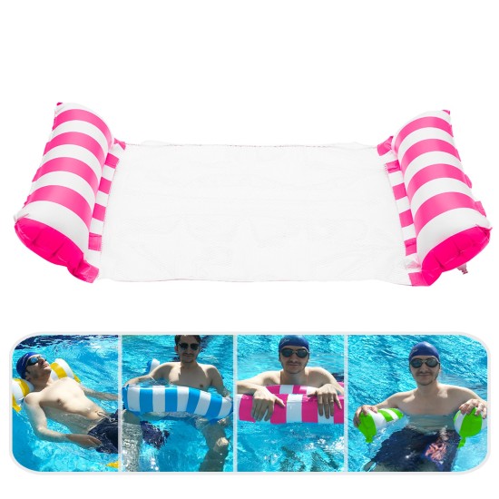 Inflatable Water Hammock Bed, Aqua Lounger, Floating Leisure Hammock Chair for Swimming Pool Or Beach – Multifunctional Relaxation Aid for Hot Summer Days for Adults, Seniors and Expectant Mothers, Pink/White