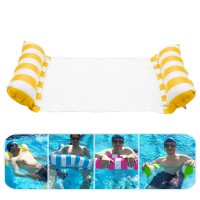 Inflatable Water Hammock Bed, Aqua Lounger, Floating Leisure Hammock Chair for Swimming Pool Or Beach – Multifunctional Relaxation Aid for Hot Summer Days for Adults, Seniors and Expectant Mothers, Yellow white