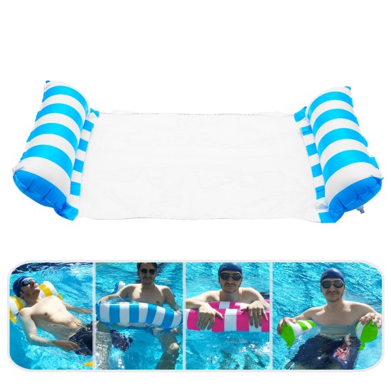 Inflatable Water Hammock Bed, Aqua Lounger, Floating Leisure Hammock Chair for Swimming Pool Or Beach – Multifunctional Relaxation Aid for Hot Summer Days for Adults, Seniors and Expectant Mothers, Light Blue/White