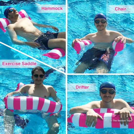 Inflatable Water Hammock Bed, Aqua Lounger, Floating Leisure Hammock Chair for Swimming Pool Or Beach – Multifunctional Relaxation Aid for Hot Summer Days for Adults, Seniors and Expectant Mothers, Pink/White