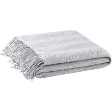 INK+IVY Reeve Ruched Fringe Tassel Soft And Cozy Woven Throw Blanket For Couch (Gray, 50X60)