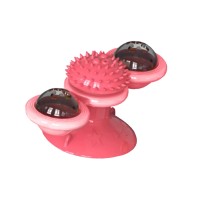 Interactive Indoor Rotating Windmill Toy, Brush, Scratcher For Cats With LED and Catnip Balls, Pink