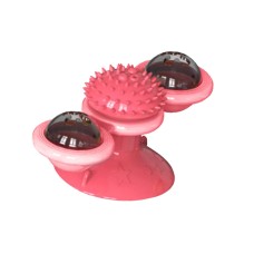 Interactive Indoor Rotating Windmill ToyBrushScratcher For Cats With LED and Catnip Balls
