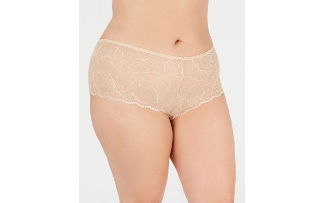 International Concepts Women’s Plus Size Lace Boyshort, Frappe, 1X