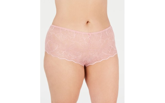 International Concepts Women’s Plus Size Lace Boyshort, Fresh Carnation, 1X