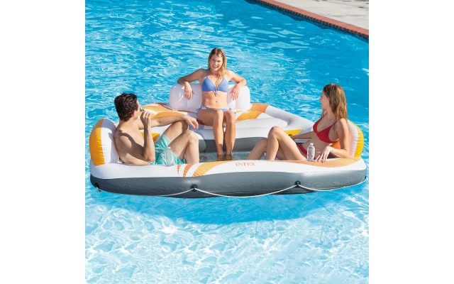  Vista White/Orange/Black 3-person Summer Floating Island Toy for Lake & Sea & Pool