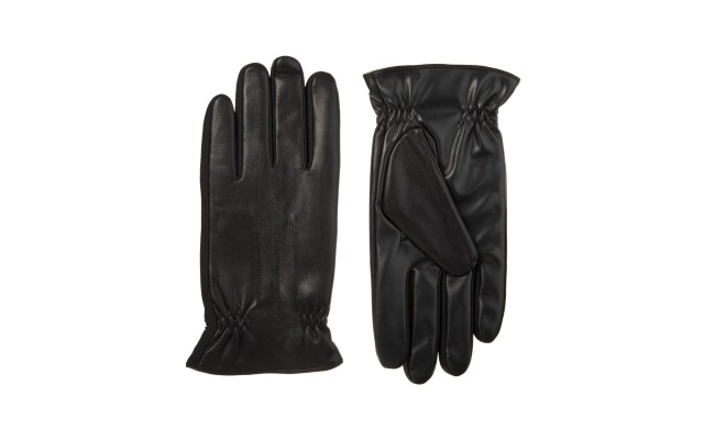 Isotoner Signature Men’s Sleekheat Faux Nappa Touchscreen Gloves (Black, Medium)